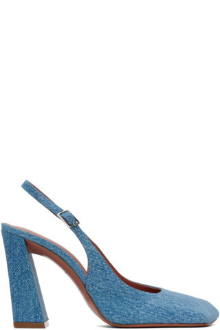 Blue Sling Suede Heels | SSENSE
