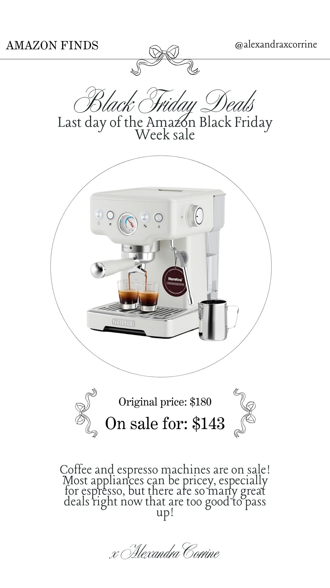 Black Friday favorites 🤍

Amazon Black Friday week, Black Friday deals, sale, holiday shopping, Christmas shopping, Amazon prime, cyber Monday, coffee, espresso, appliance, kitchen 

#LTKCyberWeek #LTKSaleAlert