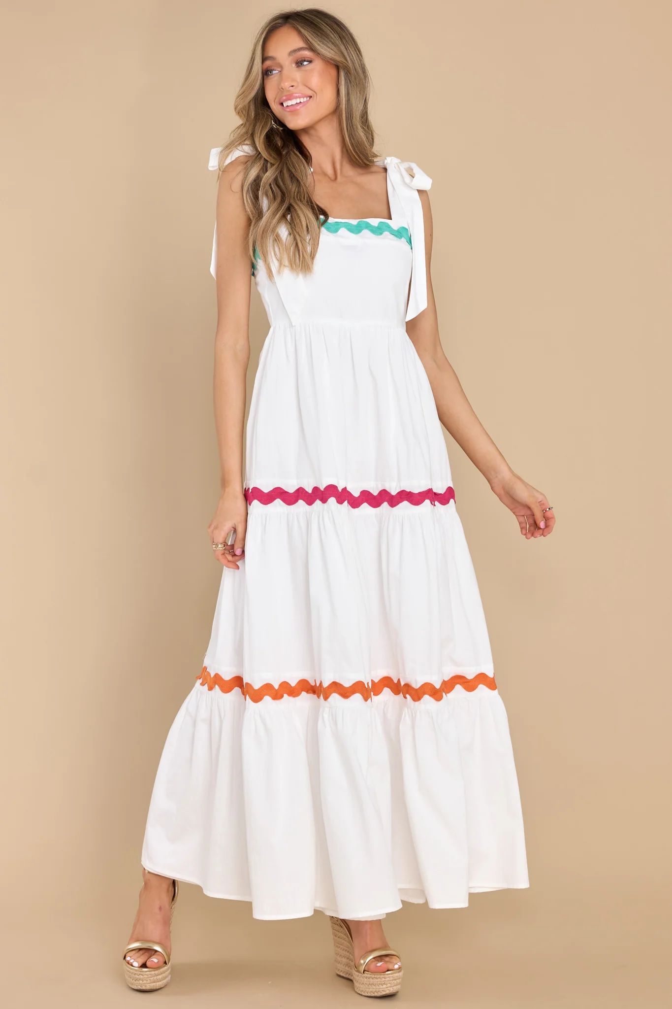 Sunny Day Feeling White Maxi Dress | Red Dress 