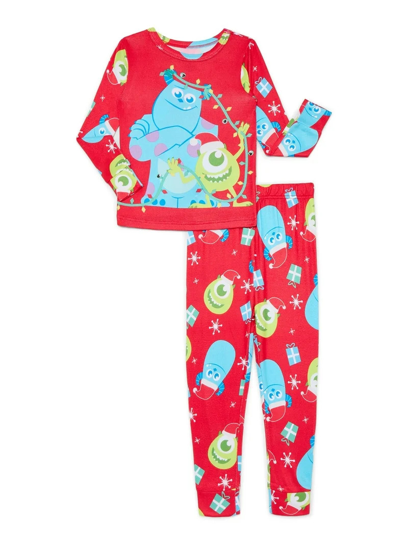 Monsters Inc Toddler Boys Mike and Sulley Christmas Snug Fit Top and Pants Pajama Set, 2-Piece, S... | Walmart (US)