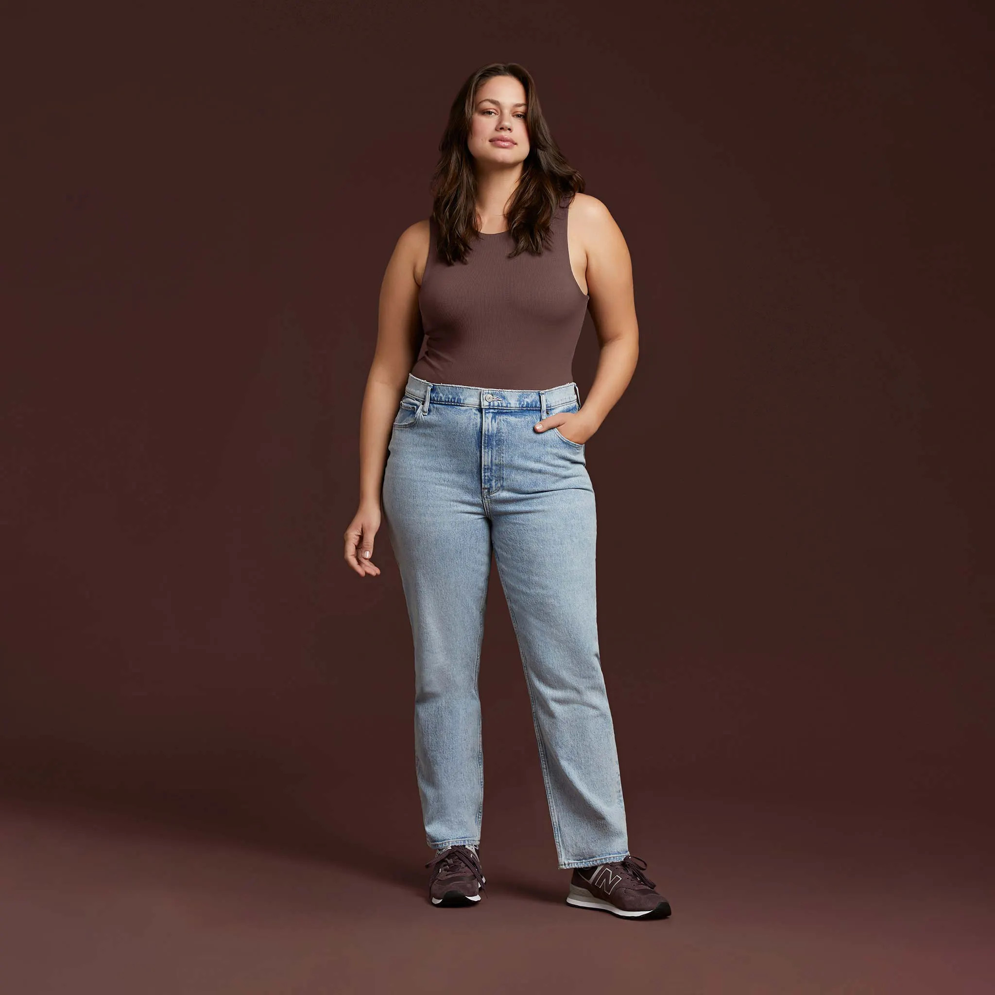 Women's Ribbed Crew Tank Bodysuit | Coffee - nuuds | nuuds