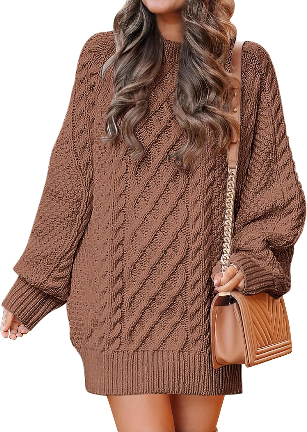 ANRABESS Sweater Dress for Women Oversized Cable Knit Fall Long Sleeve | Amazon (US)
