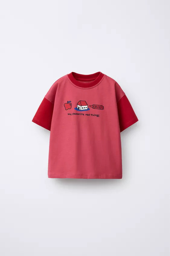 CONTRAST SLEEVE PRINTED T-SHIRT | Zara US