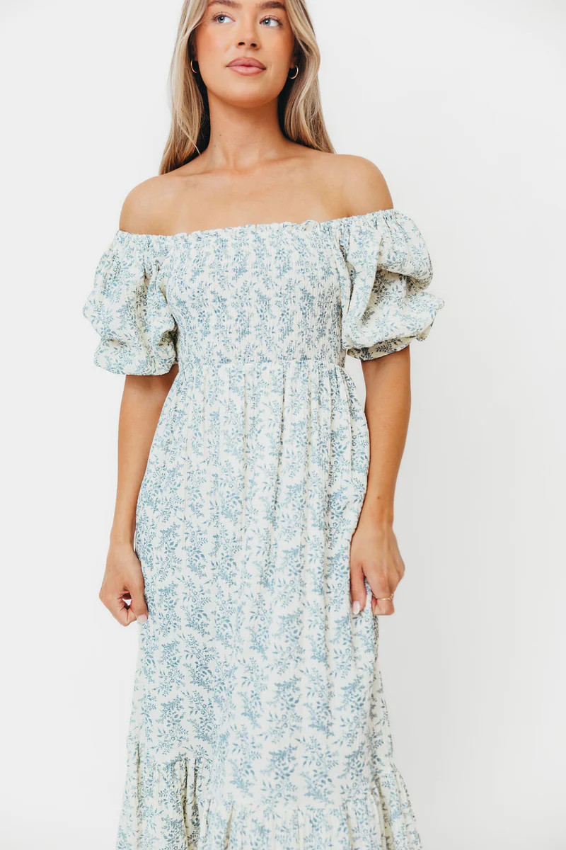 Livvy 100% Cotton Maxi Dress in Blue Foliage - Bump Friendly & Inclusi | Worth Collective