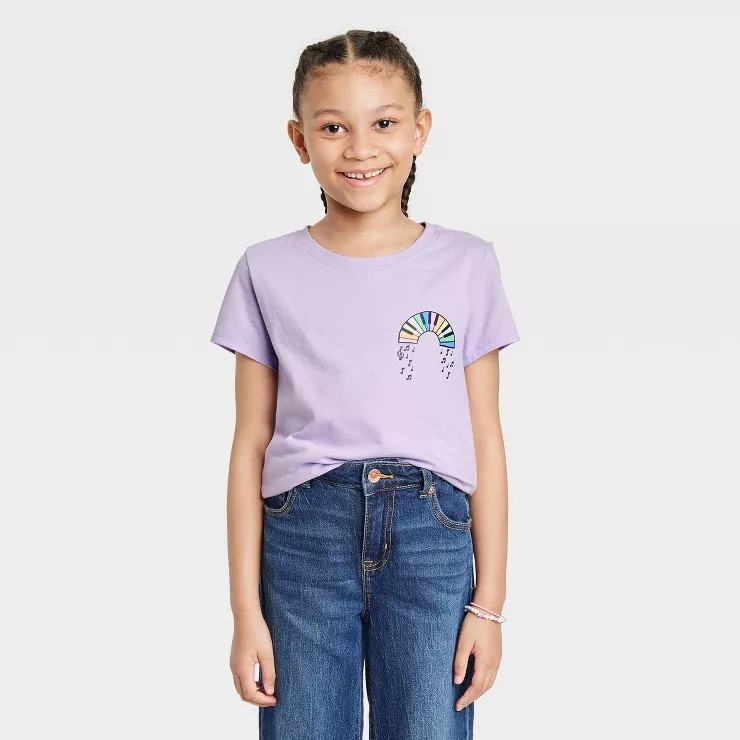 Girls' Rainbow Piano Short Sleeve Graphic T-Shirt - Cat & Jack™ Lavender | Target