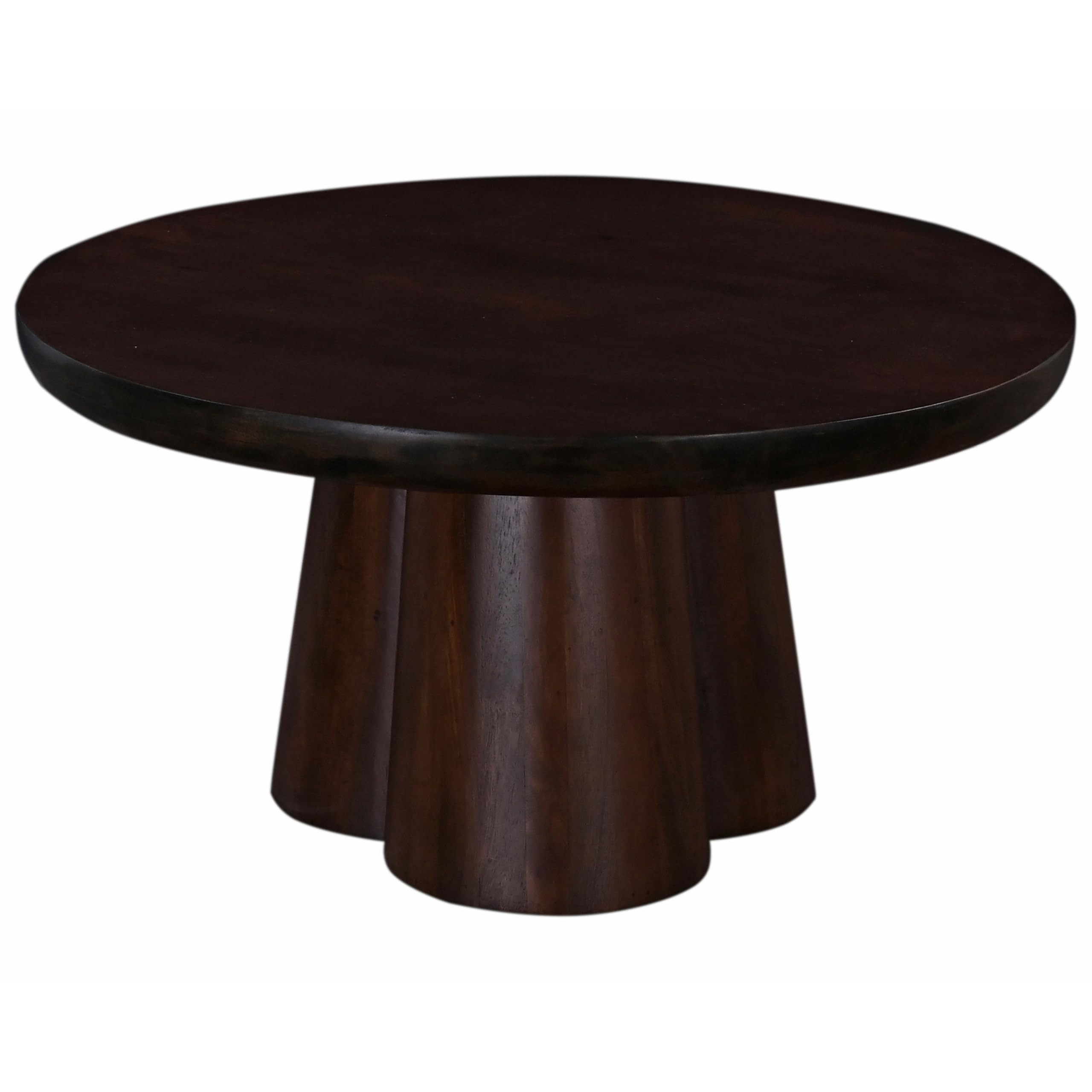 Primo International Senna 31 in. Round Pedestal Coffee Table Mango Wood with Walnut Finish | Amazon (US)