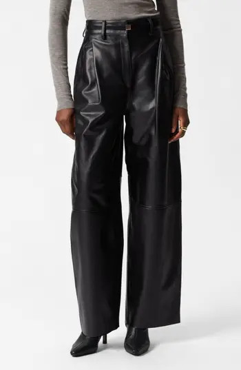 & Other Stories Metallic Leather Pants in Black Dark at Nordstrom Rack, Size 4 | Nordstrom Rack