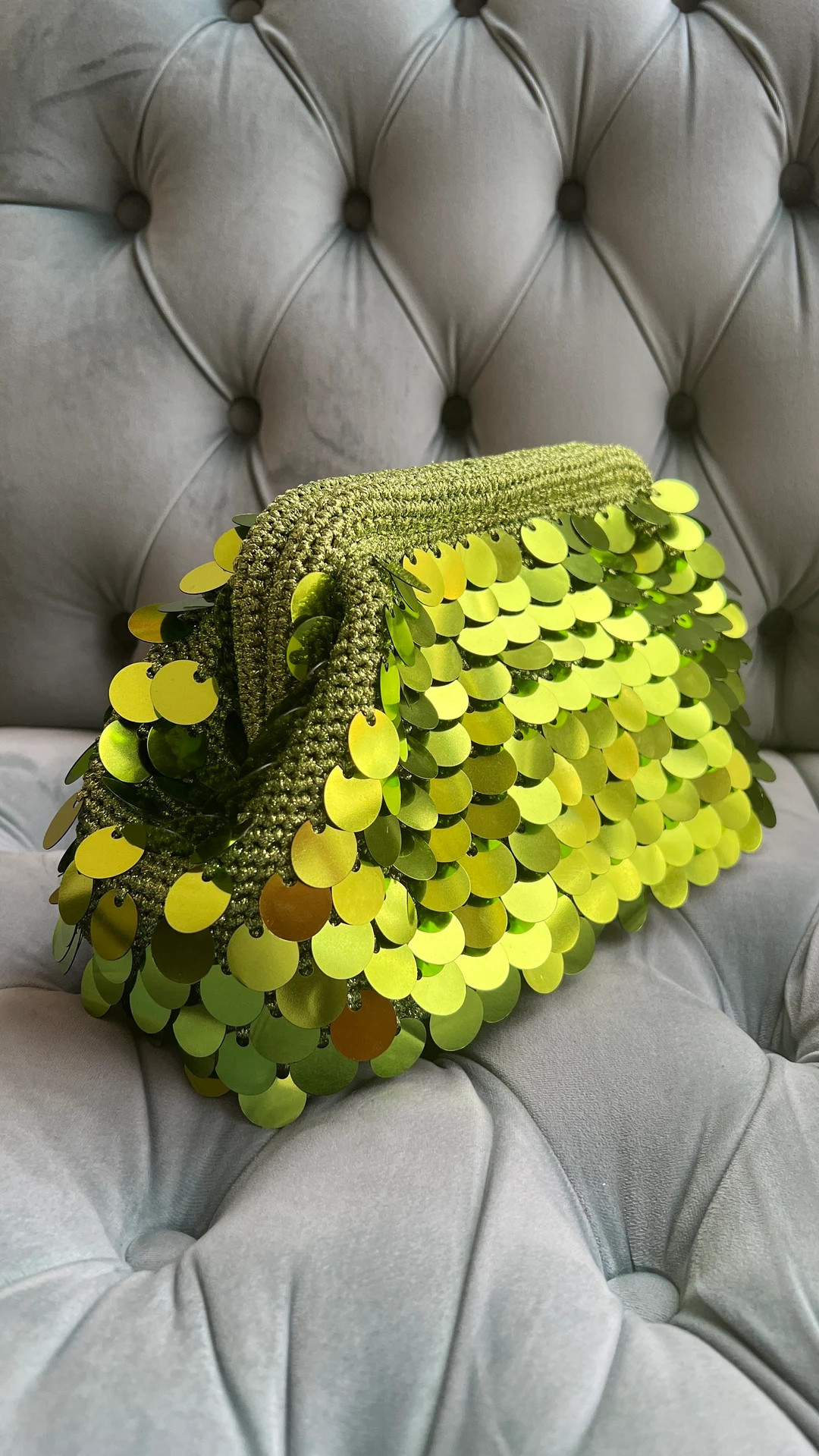 Crochet Sequin Clutch: Handmade Metallic Glitter Bag - Etsy | Etsy (US)