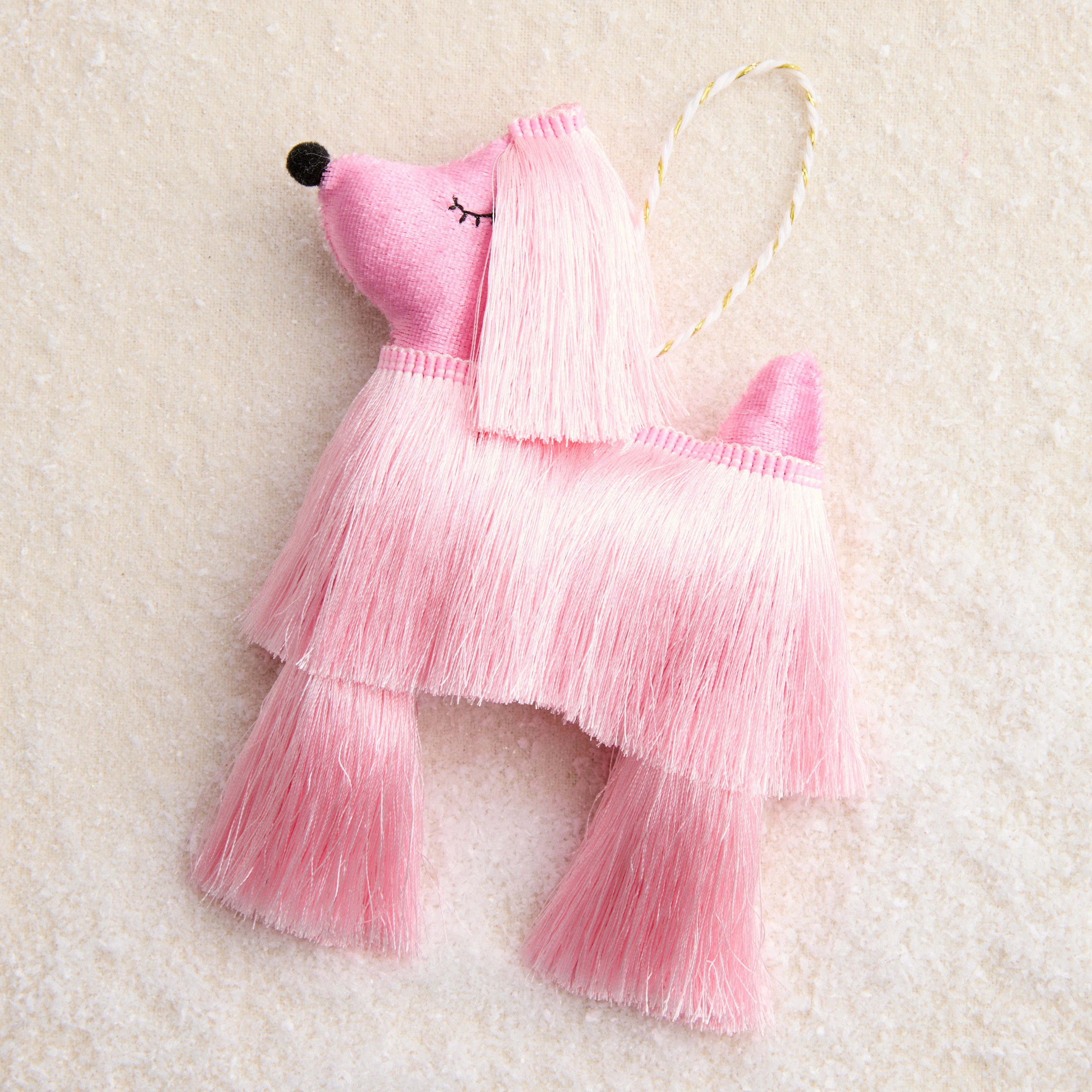 Pink Fabric Afghan Hound Ornament | World Market
