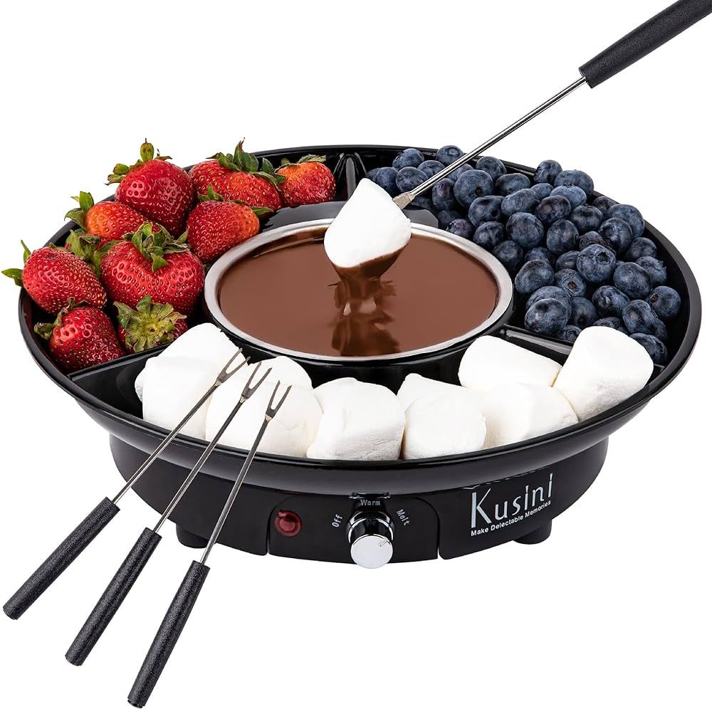 Kusini Electric Fondue Pot Set - Chocolate Fondue Kit - Temperature Control, Detachable Serving T... | Amazon (US)