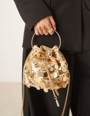 True Decadence sequin mini grab bag in gold | ASOS (Global)