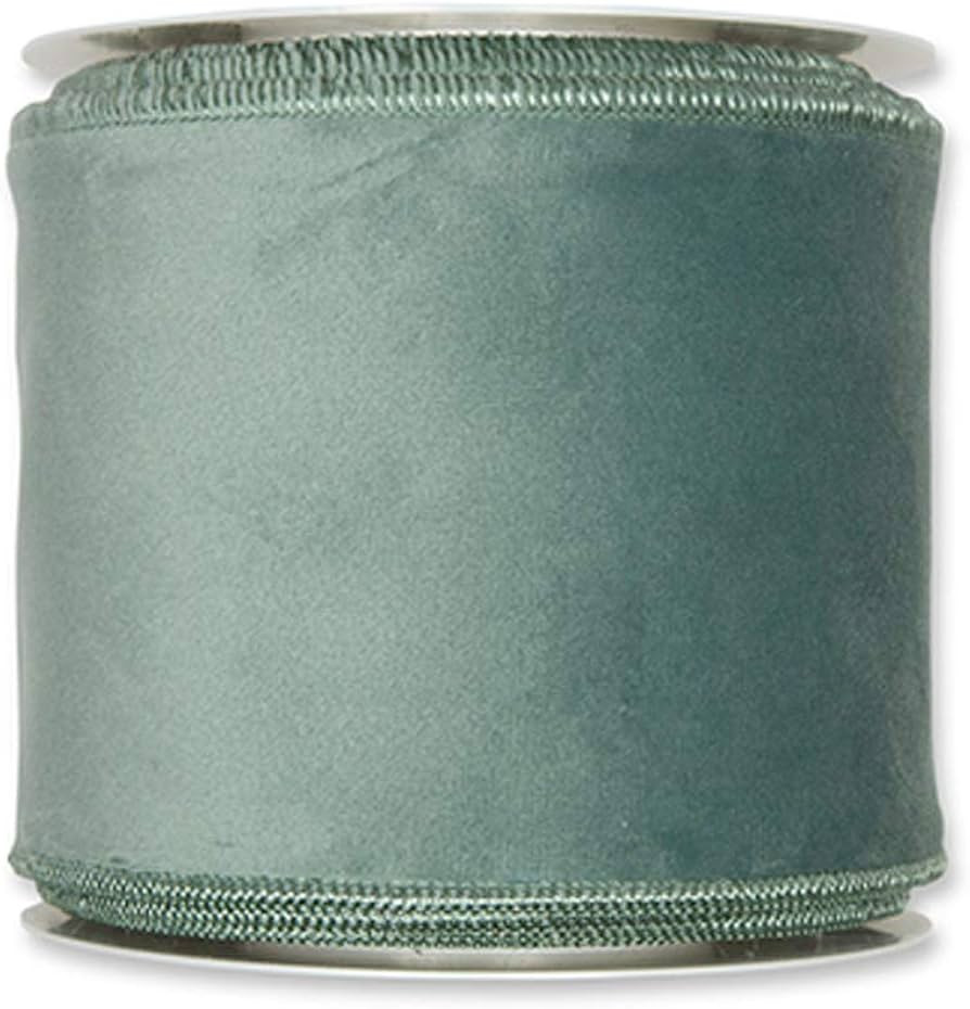 Floristrywarehouse Sage Green Velvet Fabric Ribbon 4 inches Wide on 9 Yards roll Wired Edge | Amazon (US)