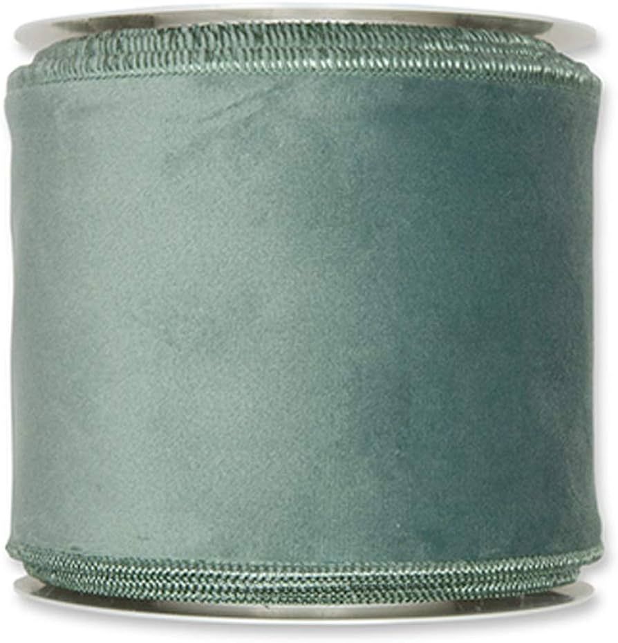 Floristrywarehouse Sage Green Velvet Fabric Ribbon 4 inches Wide on 9 Yards roll Wired Edge | Amazon (US)