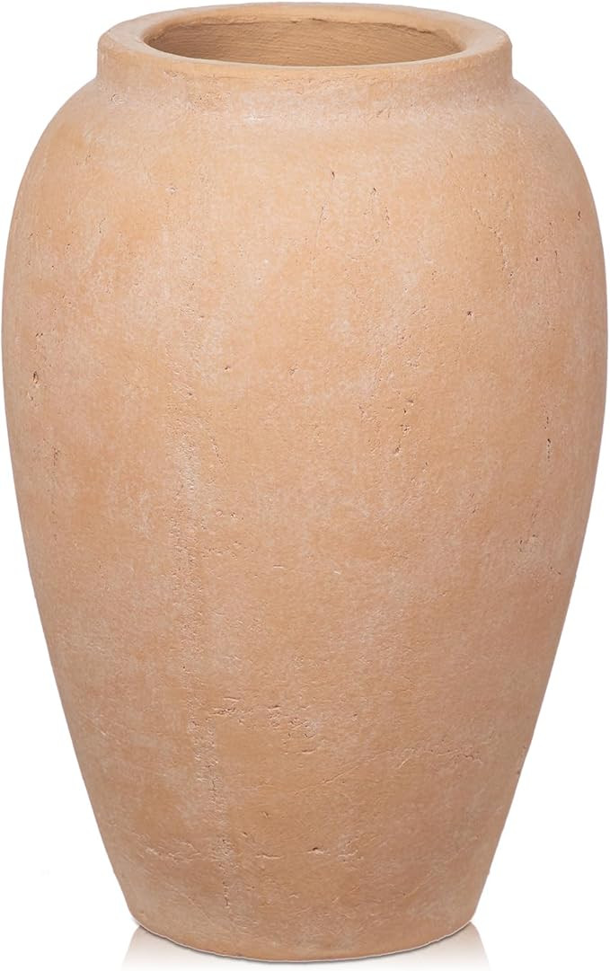 Handcrafted Flower Vase, 10.5" Tall Terracotta Vases, Vintage Rustic Ceramic Vase Décor, Wide Mo... | Amazon (US)