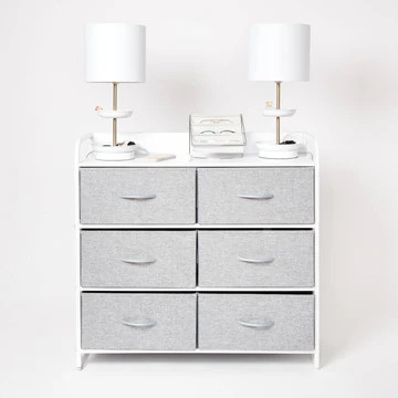 Dormify Charging 6-Drawer Storage Unit | Dorm Essentials - Grey - Dormify | Dormify