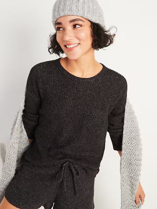 Cozy Thermal-Knit Chest-Pocket Long-Sleeve Lounge Top for Women | Old Navy (US)