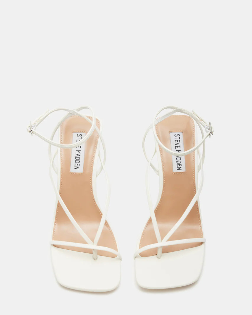 ANNIE White Strappy Heel | Women's Square Toe Heel | Steve Madden (US)