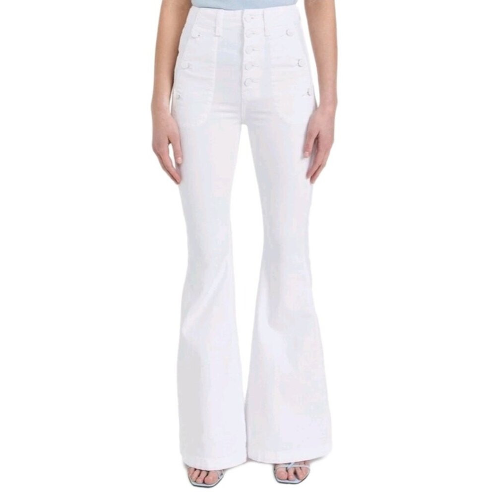 7 For All Mankind Portia Megaflare White Stretch Denim Flare Jeans Womens Sze 31 | Poshmark