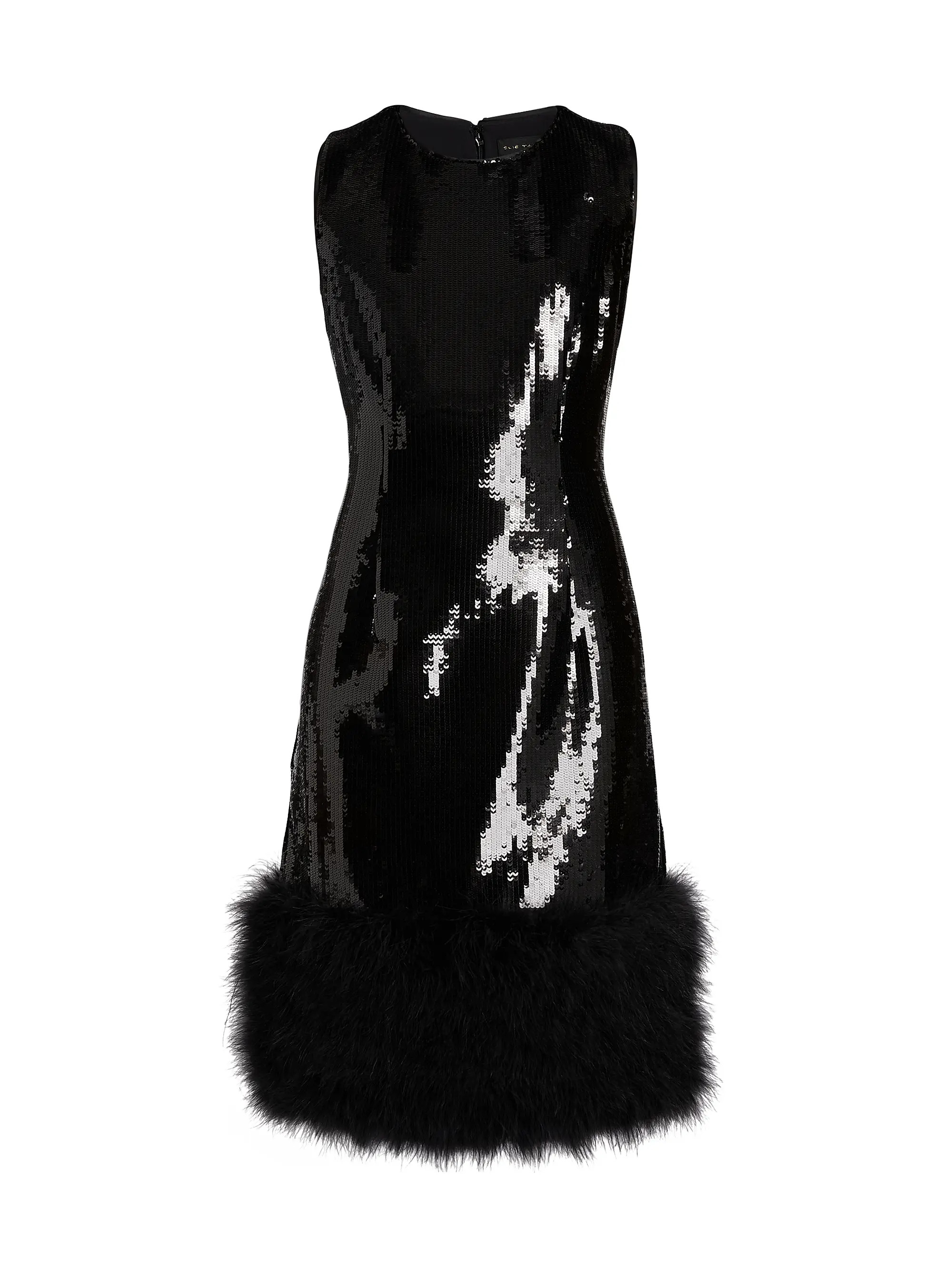 Heritage Chiara Sequin Feather-Trim Dress | Saks Fifth Avenue