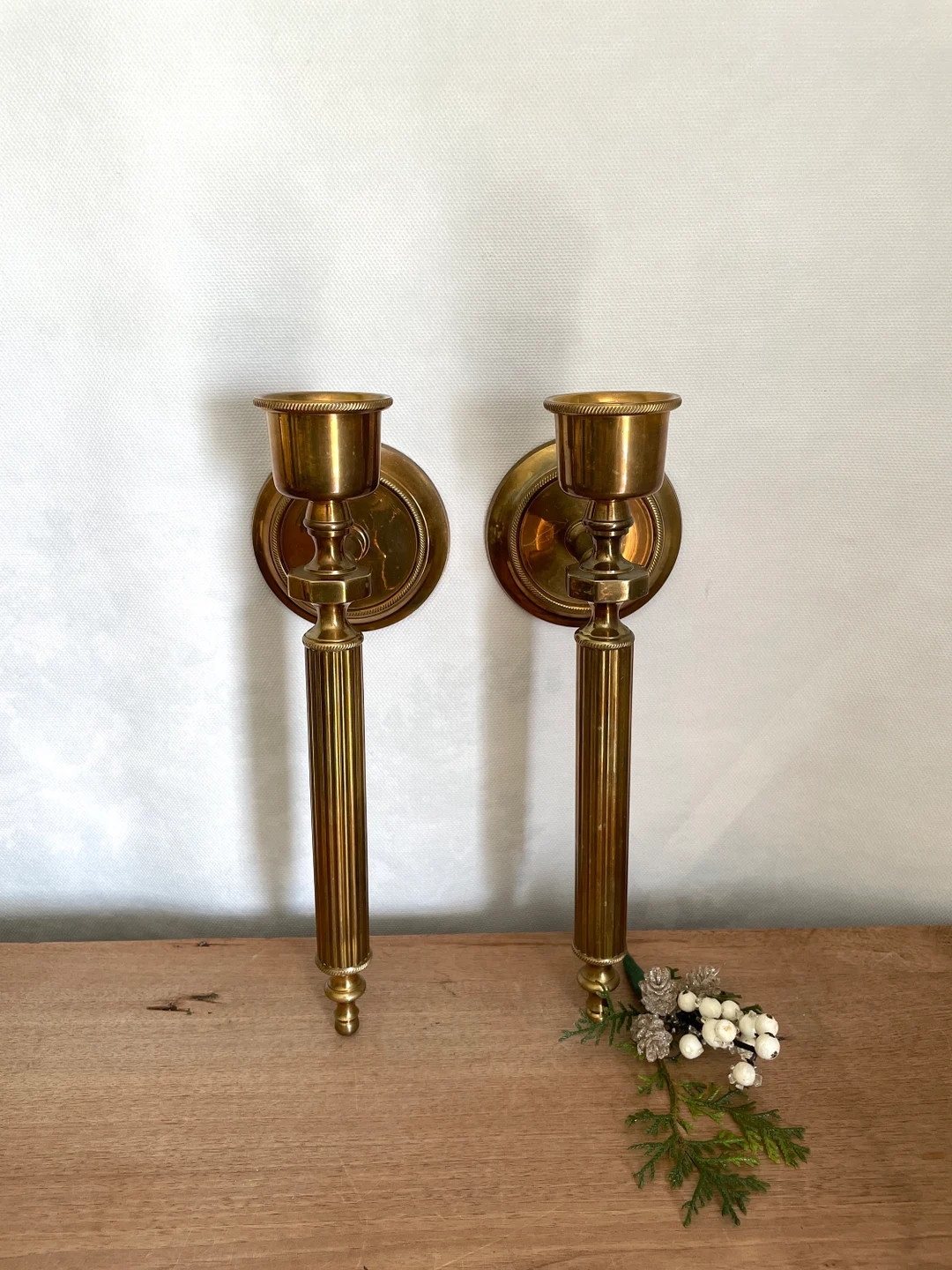 Brass Candle Sconces Vintage Candle Sconces Antique Candle - Etsy | Etsy (US)