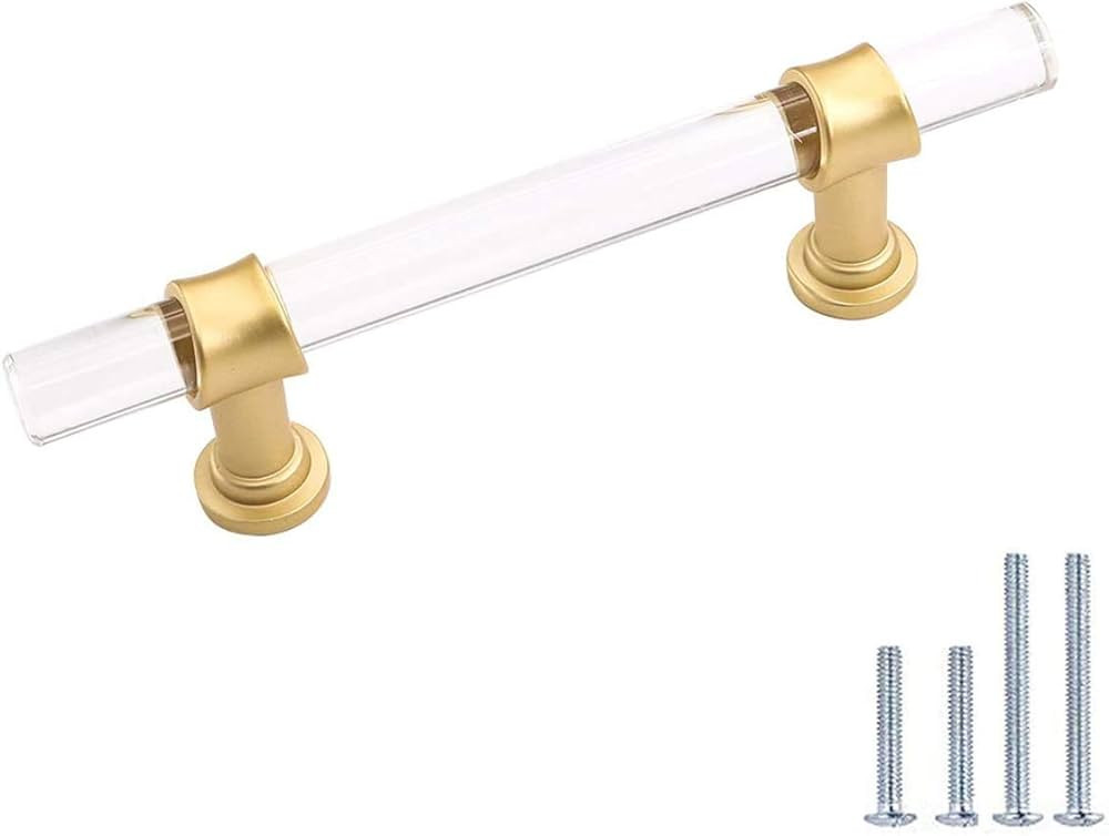 Peaha 10 Pack Acrylic Drawer Pulls Kitchen Cabinet Handle -LS9165GD192 Gold Dresser Drawer Pull B... | Amazon (US)