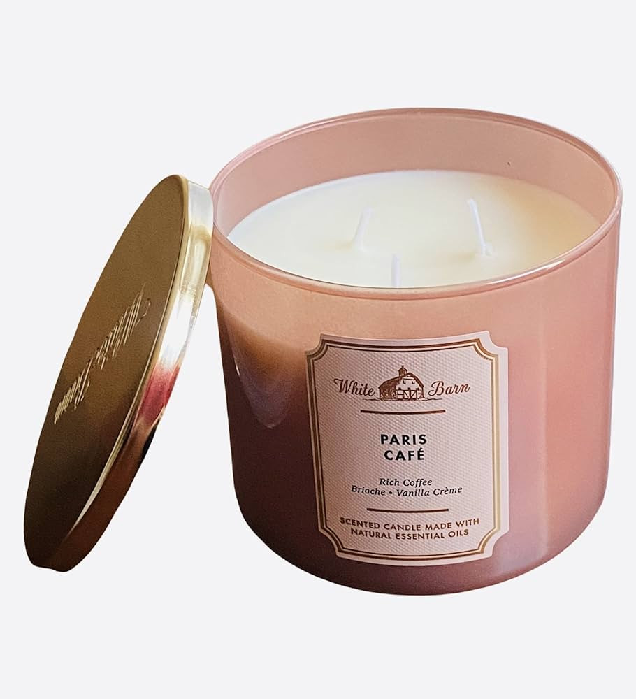 Bath & Body Works Paris Cafe White Barn Glass Scented 3 Wick Candle with Lid - Single | Amazon (US)