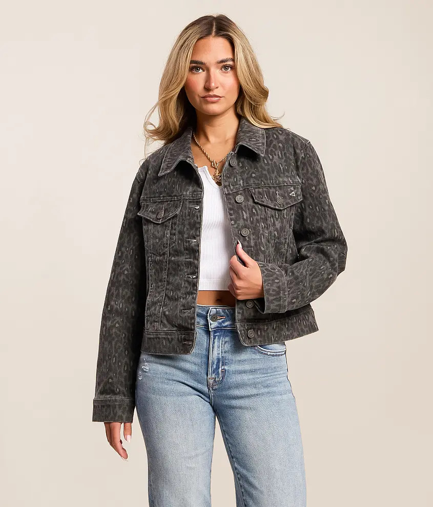 Leopard Denim Stretch Jacket | Buckle
