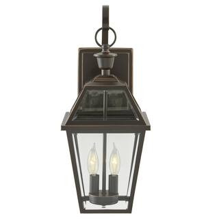 Home Decorators Collection Glenneyre 20.25 in. W 2-Light Espresso Bronze Hardwired Outdoor Wall L... | The Home Depot