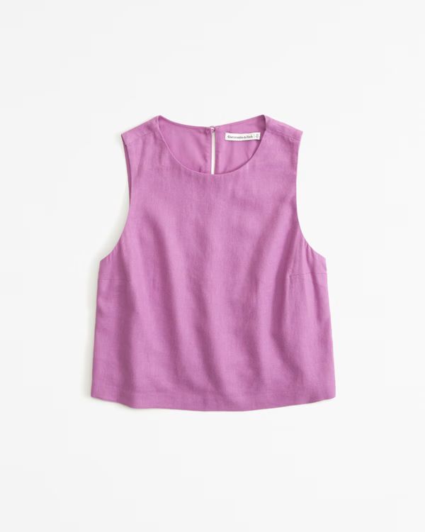 Linen-Blend High-Neck Set Top | Abercrombie & Fitch (US)