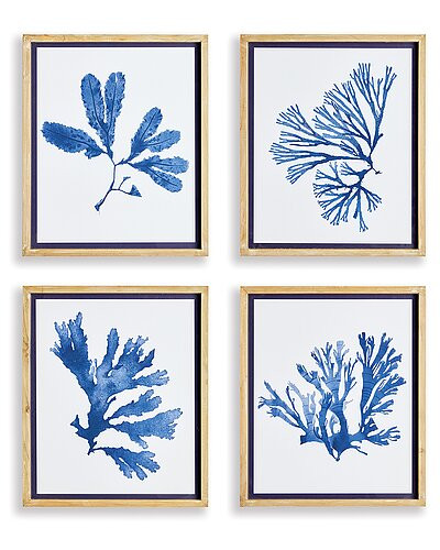 Set of 4 Indigo Seaweed Prints | Gilt & Gilt City