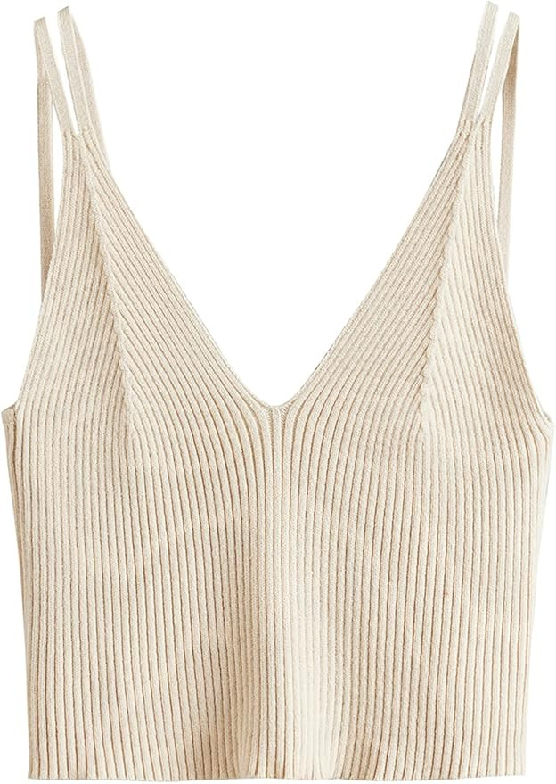 SweatyRocks Women's V Neck Spaghetti Strap Cami Tank Top | Amazon (US)