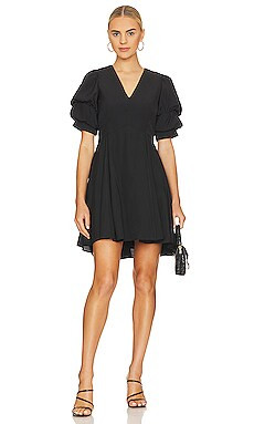 1. STATE Tiered Bubble Sleeve Dress in Rich Black from Revolve.com | Revolve Clothing (Global)