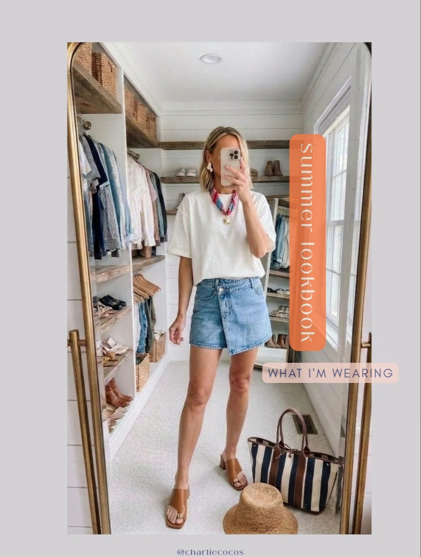 Casual summer style. Easy summer staples. Jean skirt. White tee. Sandals. H&m. Shopbop. Anthropologie. Amazon finds. 

#LTKootd #LTKmomlife #LTKSaleAlert