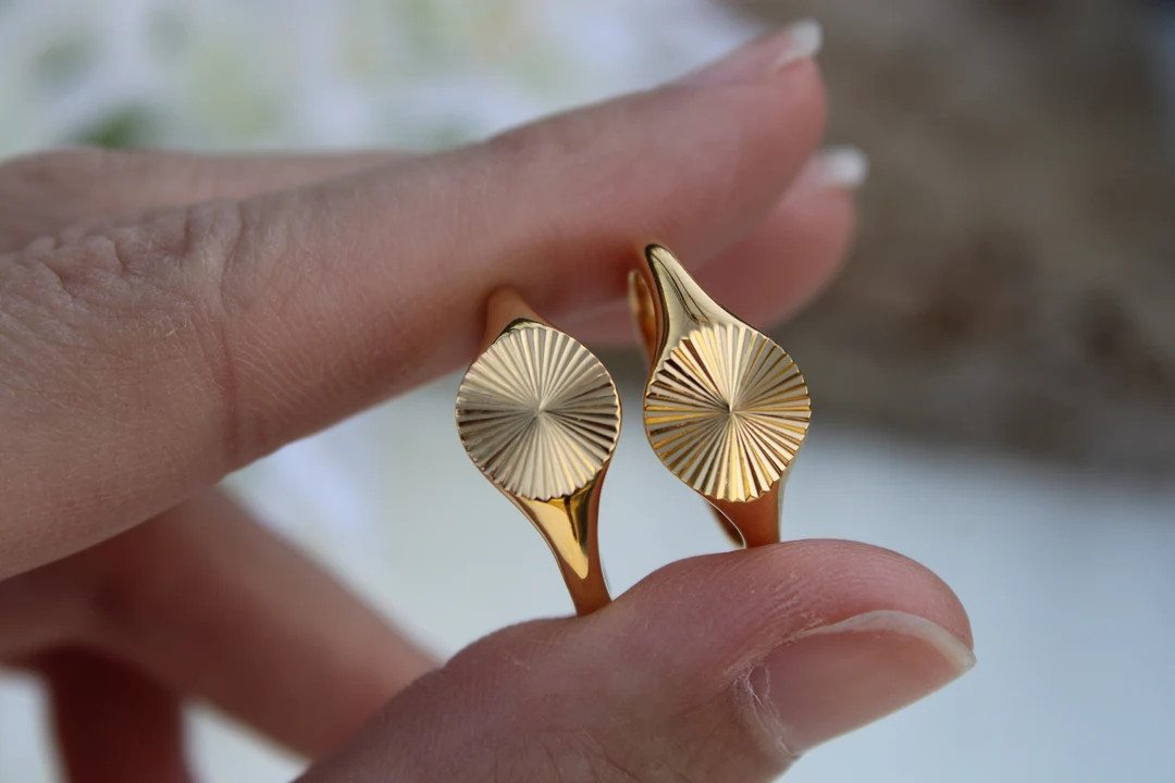 Sunburst Signet Waterproof Ring 18k Gold Filled Statement Ring Pinky Unisex Gold Ring Bridesmaid ... | Etsy (US)