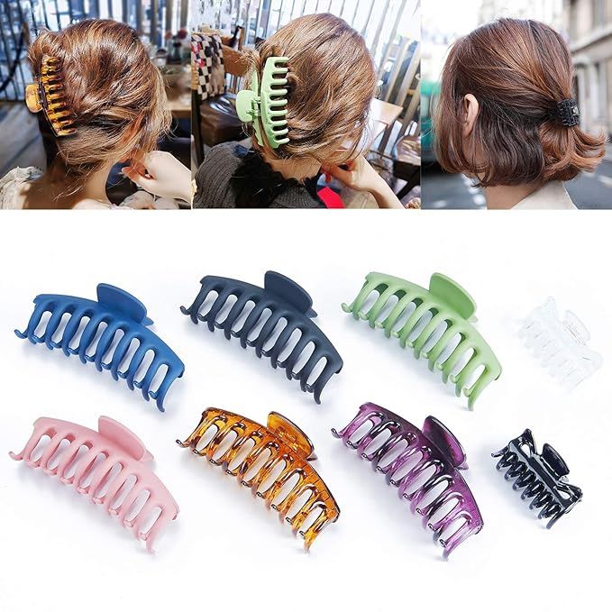 8PCS Big Hair Claw Clips, Nonslip Large Claw Clip, Fashion Banana Clips Hair for Thick Hair, Stro... | Amazon (US)