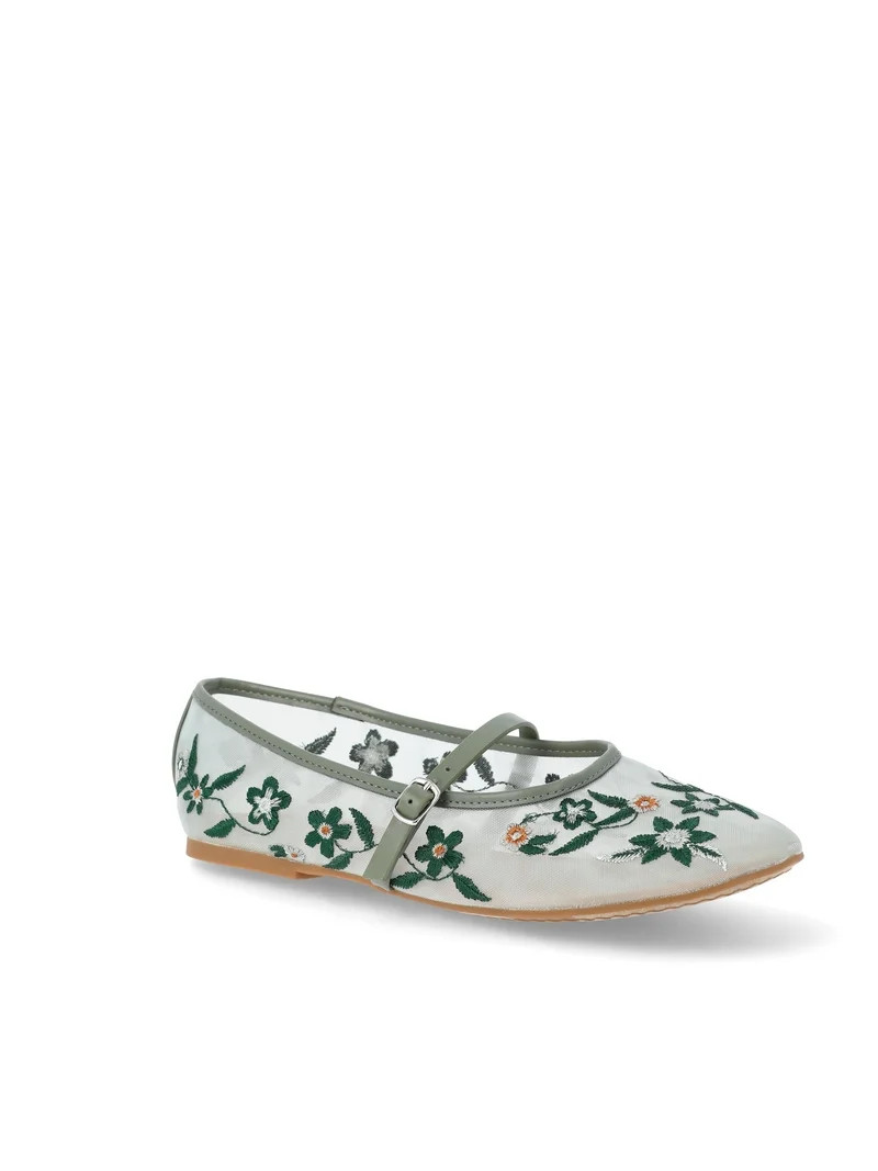 Time and Tru Women's Floral Mesh Mary Janes | Walmart (US)