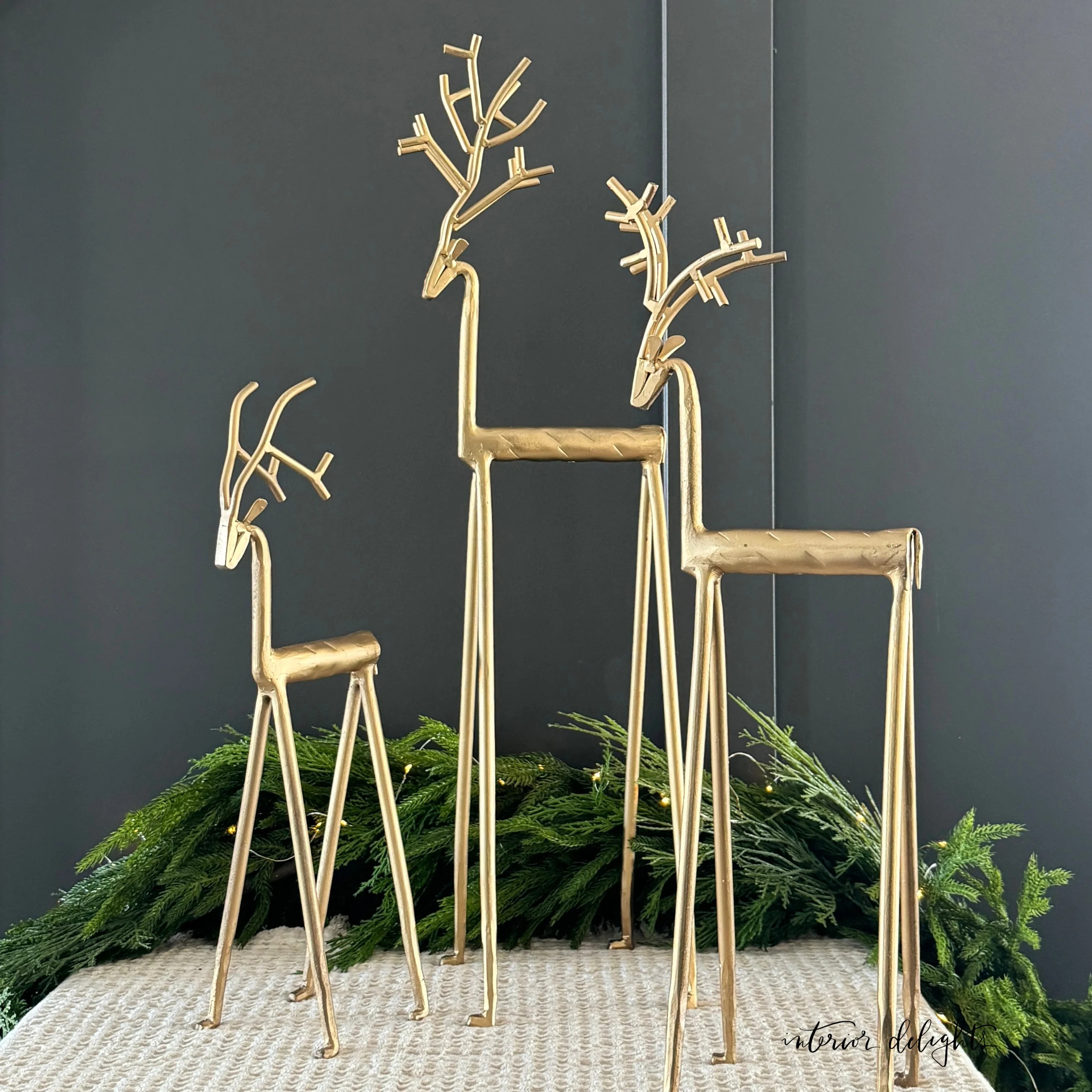 Gold Iron Deer- Set of 3 | Interior Delights