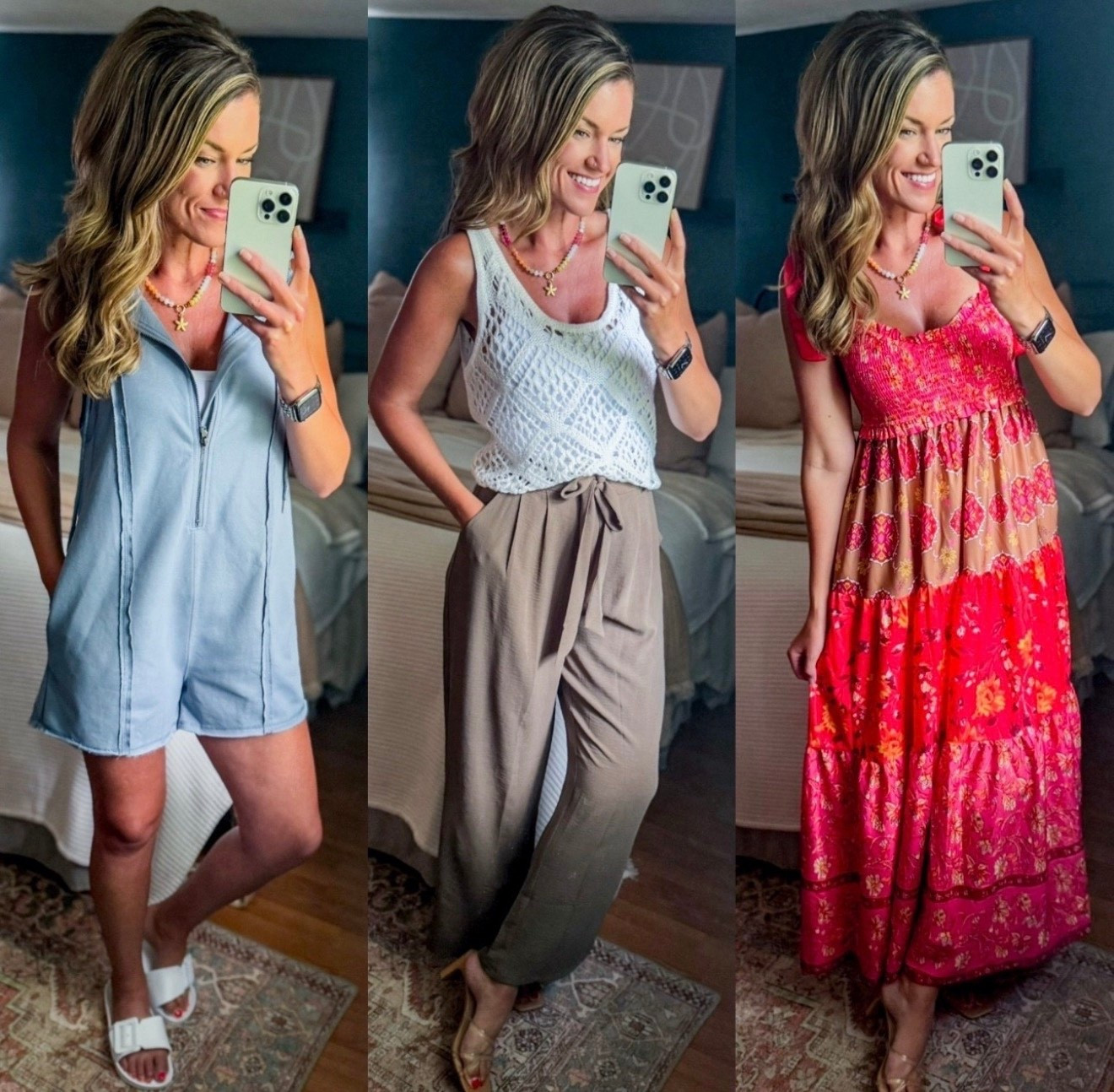 Thanks, it’s from Amazon. 
Romper/ small (runs oversized)
White top/ small (would prefer XS)
Trousers/ medium 
Dress/ small 

#LTKWorkwear #LTKSeasonal #LTKStyleTip