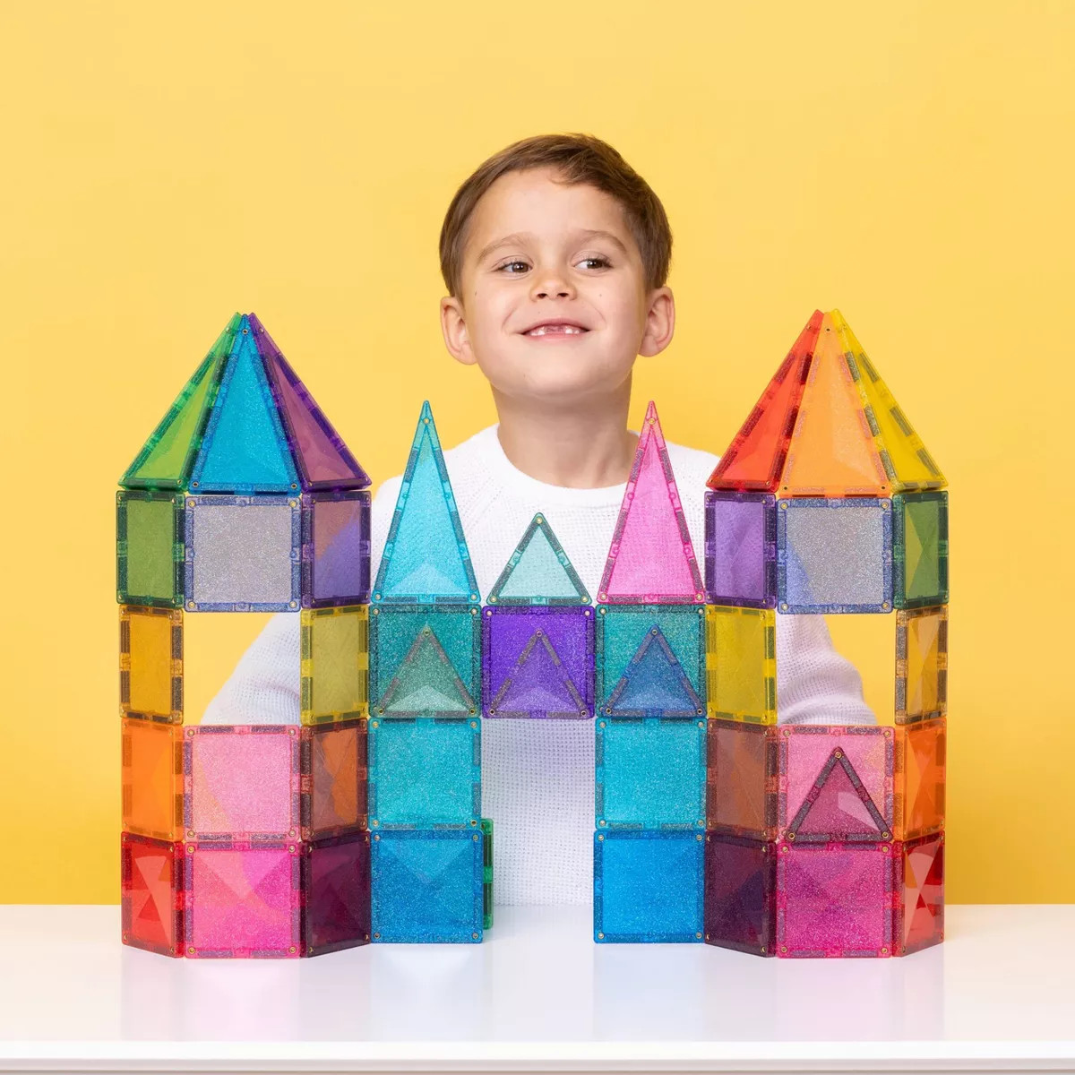 CONNETIX Magnetic Tiles Glitter Castle Pack 48pc: Educational Focus on Creative Thinking & Creati... | Target