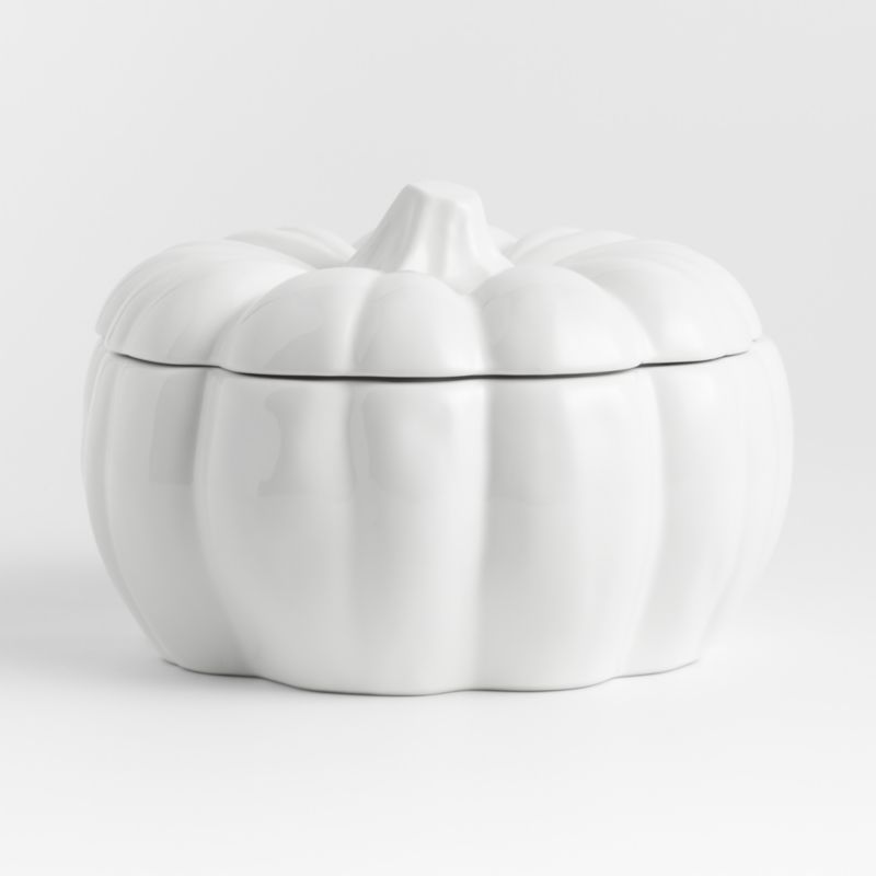 White Ceramic Pumpkin Serving Bowl | Crate & Barrel | Crate & Barrel