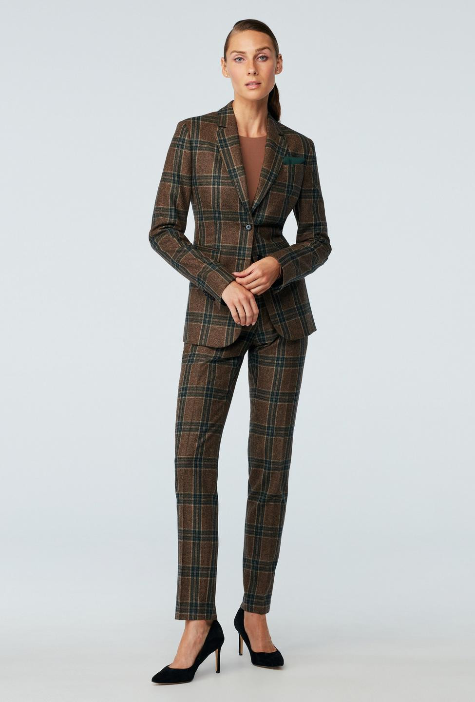 Custom Blazers Made For You - Molveno Plaid Brown with Green Blazer Women| INDOCHINO | Indochino