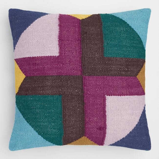 Multicolored Geometric Maya Indoor Outdoor Throw Pillow | World Market