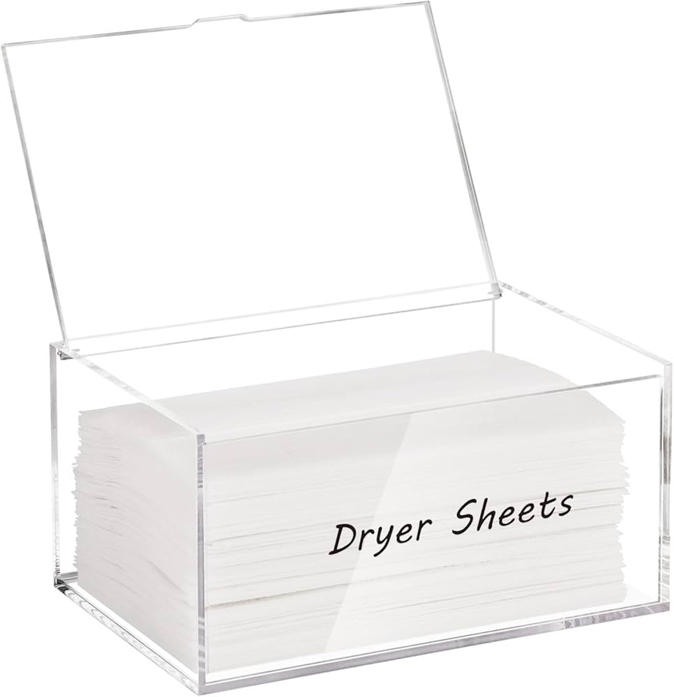 Simetufy Dryer Sheet Holder for Laundry Room, Acrylic Laundry Clear Dryer Sheets Dispenser Contai... | Amazon (US)
