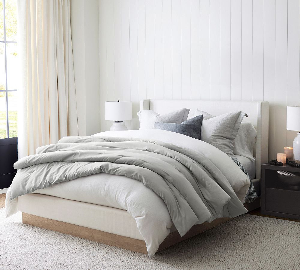 Jake Upholstered Wood Base Platform Bed | Pottery Barn (US)