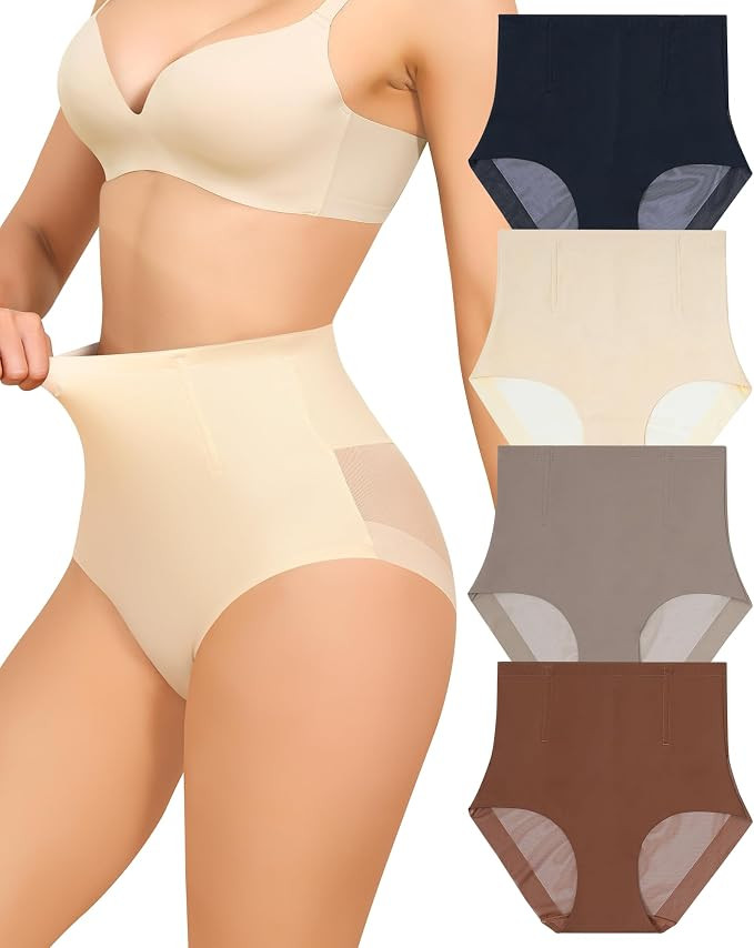 LEVAO Tummy Control Underwear for Women, High Waisted Shapewear Panties | Seamless body shaper br... | Amazon (US)