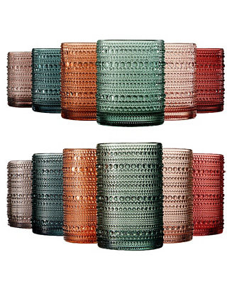 The Wine Savant Khen Hobnail Drinking Glasses Pastel Colored Beaded Set of 12 - Macy's | Macy's
