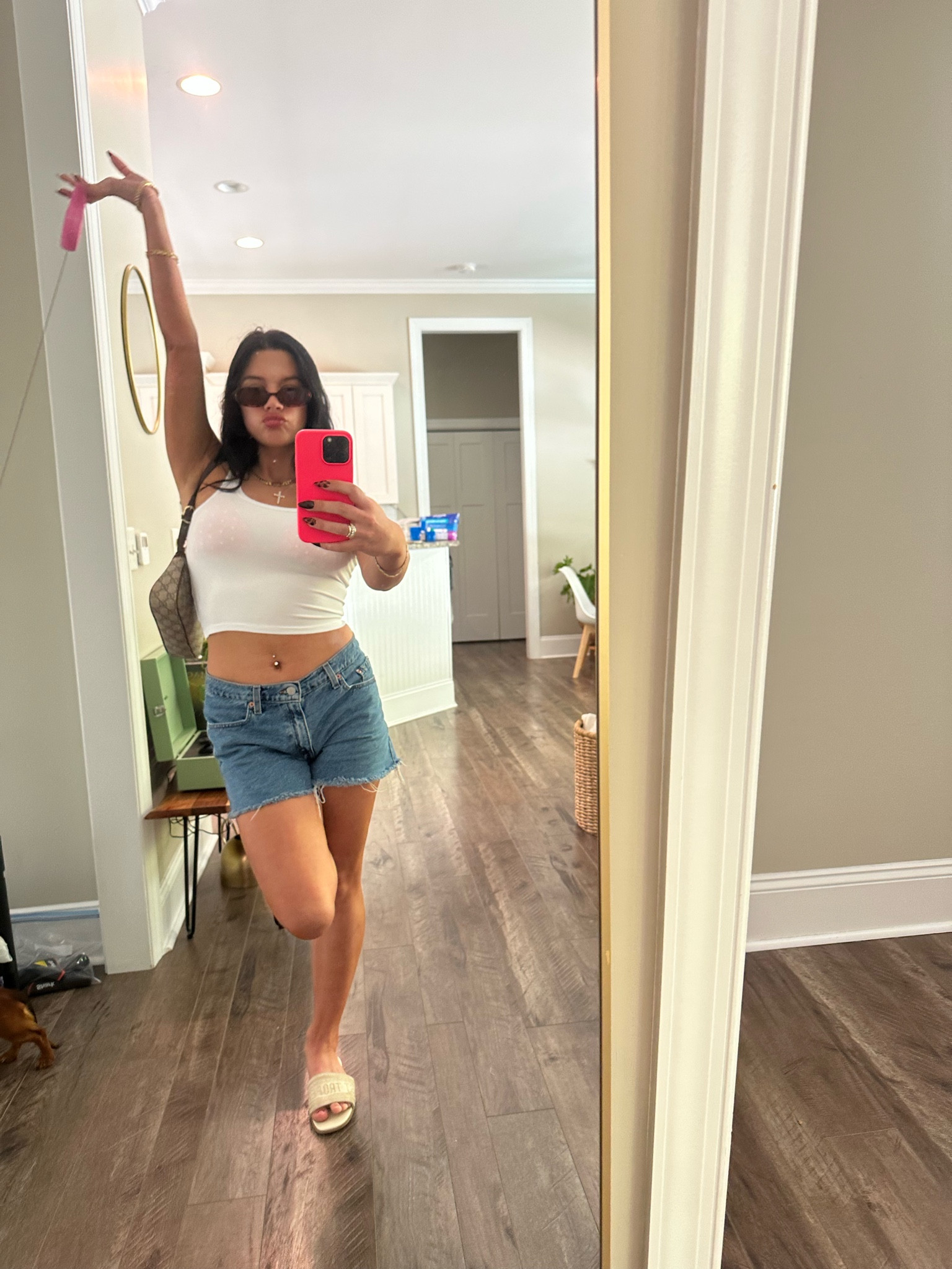Ready to take my dog on a walk in my cute fit. Everything is more fun when you have on a cute outfit 👗

Shop this look with my links below. Levi Jean shorts are cut to be shorter 

#LTKbeauty #LTKfitness #LTKtravel