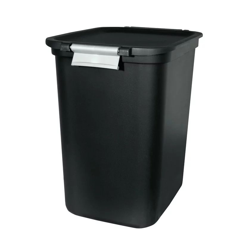 Hefty 7.7 Gal. Locking Lid Trash Can in Black with Silver Lock - Walmart.com | Walmart (US)