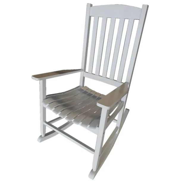 Mainstays Outdoor Wood Porch Rocking Chair, White Color, Weather Resistant Finish - Walmart.com | Walmart (US)
