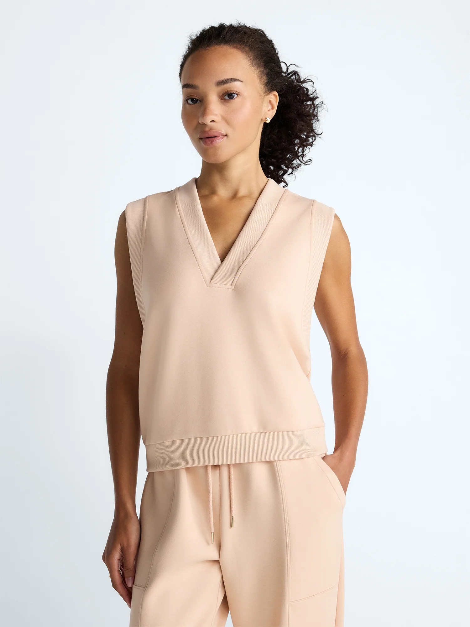 Scoop Women's Scubaknit Sleeveless Deep V-Neck Top, Sizes XS-XXL - Walmart.com | Walmart (US)